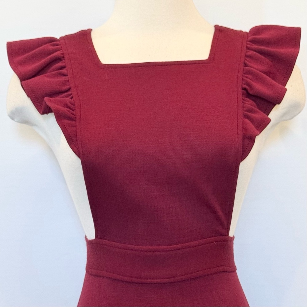 Vintage 70s Corky Craig Stretch Knit Milkmaid Prairie Pinafore Apron Maxi Dress - Picture 5 of 9